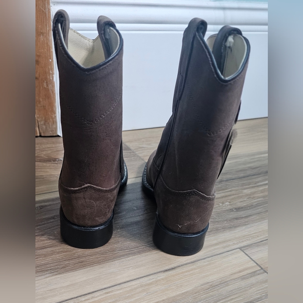 Old West Brown Roper Boots | Kids Size 12 | Classic Western Round Toe - Picture 5 of 5
